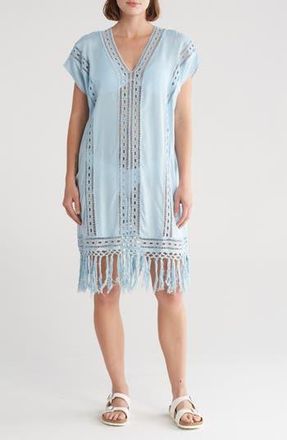 Boho Me Crochet Fringe Short Dress in Blue at Nordstrom Rack, Size X-Small