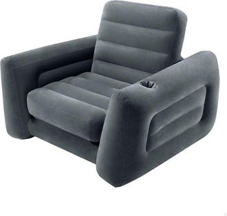 No Brand Sill&oacute;n Individual Hinchable, Cama Hinchable Convertible, Sof&aacute; De Terciopelo Con Portavasos, Asiento Plegable Para Invitados