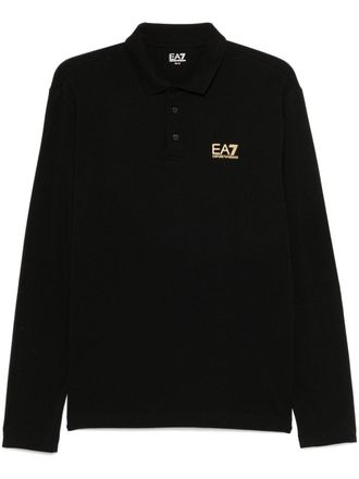 Emporio Armani rubberised-logo polo shirt - men - Cotton/Elastane - S - Black