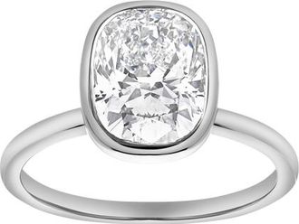 LuvMyJewelry Novae 2.5CT Cushion Cut Bezel Lab Diamond Engagement Ring 14K Gold in 14K White Gold at Nordstrom, Size 7