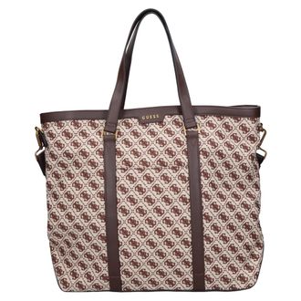 Guess Fabric and Faux Leather Shopper - Dames - Tassen - Bruin - Maat: ONE Size Leer