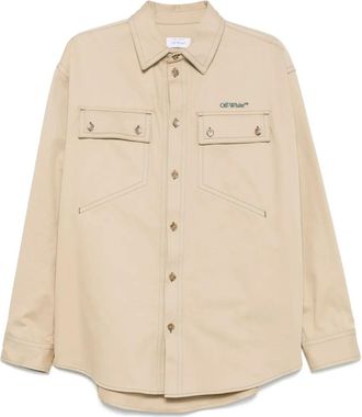 Off-white GIACCA-CAMICIA MILITARY BEIGE CON IMPUNTURE - 6157 CREME BRULEE - DARK STORM