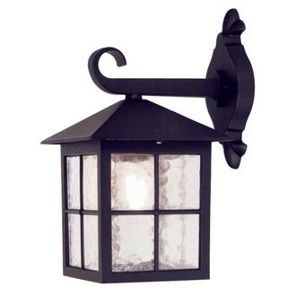 Elstead Lighting Farol mural exterior tradicional en negro con dise&ntilde;o de ventanales