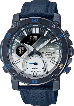 Casio EDIFICE Waterproof Sports Sapphire Crystal Mens Blue Analog/Digital Combo ECB-20AT-2APR