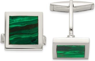 Diamond2Deal Sterling Silver Malachite Cuff Links