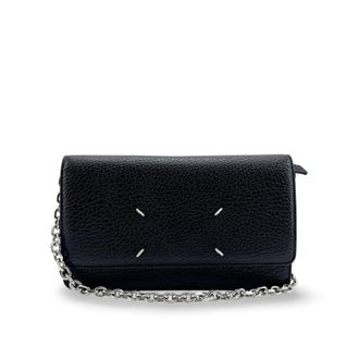 Maison Margiela Postitch Leather Chain Wallet Black