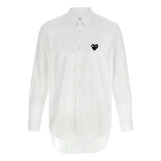 Comme Des Gar&ccedil;ons Heart-patch Poplin Shirt - Heren - Casual Overhemden - Wit - 2XL - Katoen - Overhemden