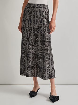 Misook A-Line Two-Tone Jacquard Knit Maxi Skirt