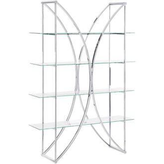 Beliani 4 Tier Shelving Unit HOLLOW Metal 175 cm Silver
