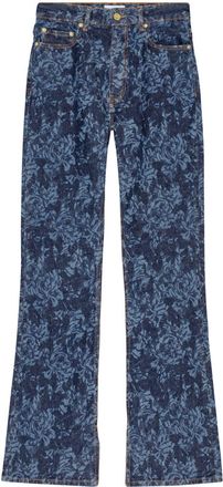 Ganni floral-print flared jeans - women - Cotton - 24 - Blue
