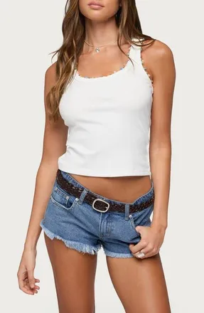 Edikted Gemstone Beaded Rib Tank in White at Nordstrom, Size X-Small