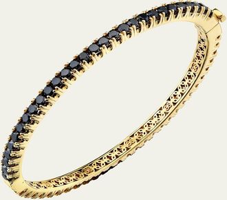 Sydney Evan 14K Yellow Gold Large Double Sided Pave Diamond Bangle