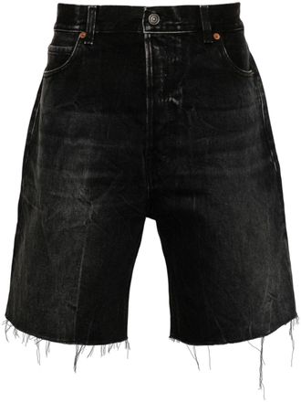 Haikure washed frayed denim shorts - Black