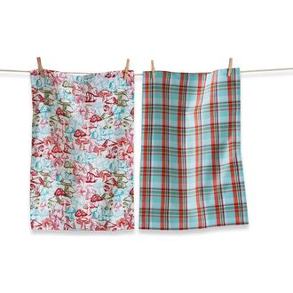 Tag Woodcut Mushroom Dishtowel Set Multicolor Cotton Kitchen Towels in Blue at Nordstrom