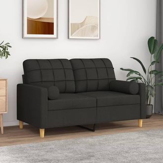 vidaXL Sof&aacute; De 2 Plazas Con Cojines Tela Negro 120 Cm Vidaxl