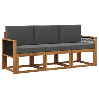 vidaXL Conjunto De Sof&aacute;s De Exterior 3 Pcs Natural Y Antracita Vidaxl