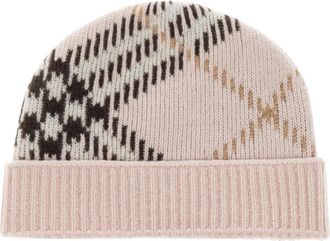 Burberry Cashmere Beanie - Dames - Hoeden - Roze - ONE Size - Polyester - Accessoires