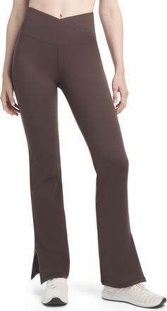 Danskin Womens Side Slit Flare Leg Yoga Pants, Espresso, S