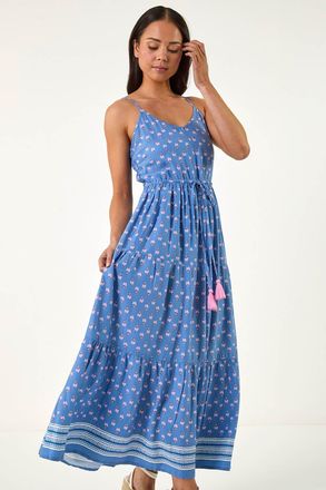 Roman Abstract Print Strappy Maxi Dress