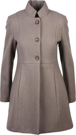 La Kore Turquoise Fitted High-Collar Wool-Blend Coat