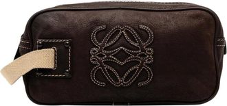 Loewe Vintage, unisex, Bruin, ONE Size, Leer, Pre-owned Leren Toilettas