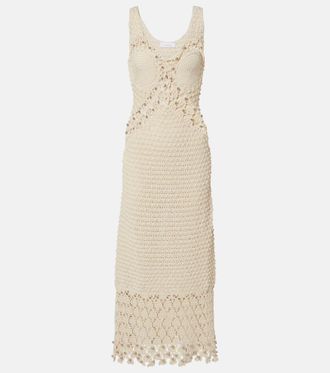 Paco Rabanne Abito midi in cotone crochet