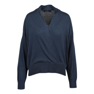 Ralph Lauren Pullover Incrociato - Dames - V-hals truien - Blauw - L - Katoen - Truien & Vesten