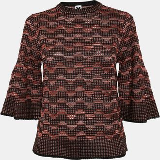 M Missoni Black/multicolor Pinhole Pattern Knit Sweater Top