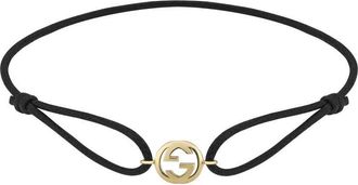 Gucci Interlocking G 18ct Gold and Cord Friendship Bracelet - YBA874738001