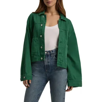 Favorite Daughter The Oliver Denim Jacket in Emerald at Nordstrom, Size Large