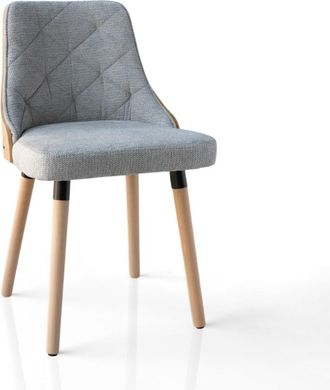 Oresteluchetta Set 2 sillas de madera roble, tejido gris hidr&oacute;fugo 80x47x55 cm