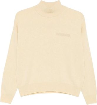 PESERICO Beige Geborduurde High-Neck Top - Dames - Coltruien - Beige - M - Wol - Truien & Vesten