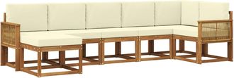 vidaXL Conjunto De Sof&aacute;s De Exterior 7 Uds. Natural Y Crema Poli&eacute;ster Vidaxl