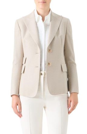 Akris Hans Pepita Houndstooth Cashmere Jacket in Greige-Ecru at Nordstrom, Size 16