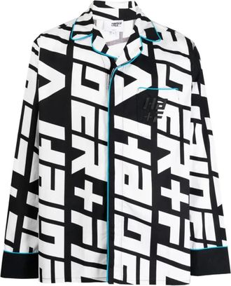 Haider Ackermann Casual Shirts, male, Multicolor, L, Monogram-print Cotton Shirt
