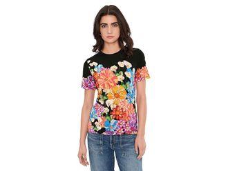 Johnny Was The Janie Favorite Short Sleeve Crew Neck T-Shirts Womens Clothing Gerbera Scarf : 2XL, Rayon/Spandex