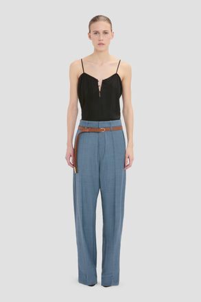 Victoria Beckham Curved Leg Trouser In Cloud Blue 10