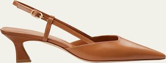 Stuart Weitzman Vinnie Leather Kitten Slingback Pumps
