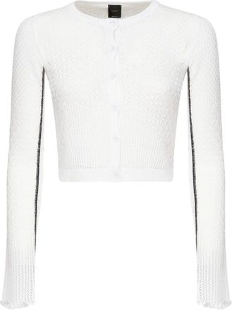 Pinko Pinko, Truien & Vesten, Dames, Wit, S, Witte Trui met Voorknoopsluiting