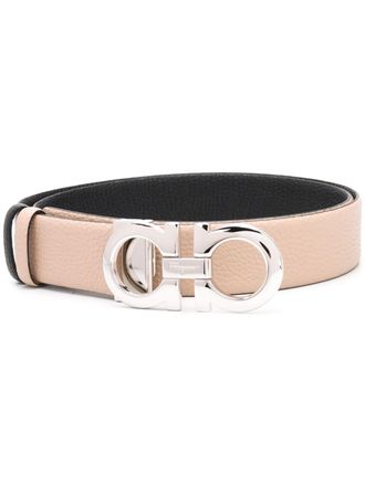 Ferragamo Beige Cintura H35 Textured Leather Belt