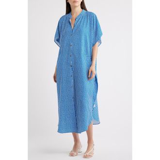 Nikki Lund Tatjan Stripe Shirtdress in Blue at Nordstrom