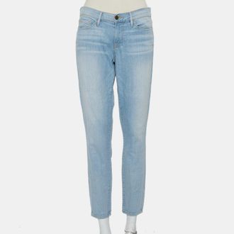 Frame Denim Frame Blue Faded Denim Le Skinny De Jeanne Crop Jeans