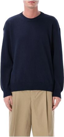 Roberto Collina Trui met ronde hals - Heren - Ronde hals truien - Blauw - M - Katoen - Truien & Vesten