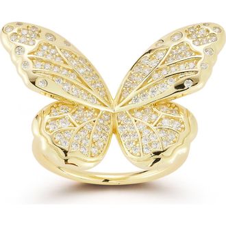 Glaze Jewelry Pav&eacute; Cubic Zirconia Butterfly Ring in Gold at Nordstrom Rack, Size 6