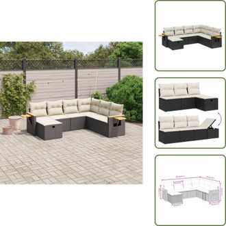 vidaXL The Living Store Set Divani da Giardino con Cuscini 7pz Nero Polyrattan - Poltrona da giardino