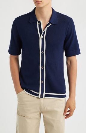 CH&Eacute; Studios Jorge Stripe Placket Polo in Navy-12 at Nordstrom, Size Xx-Large