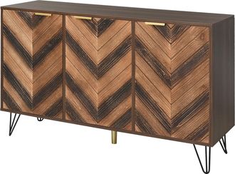 STILVORA Aparador Con 3 Puertas Y Estantes, Tiradores Dorados, Estilo Moderno, En Tablero De Part&iacute;culas, Natural, 120&times;38&times;76,5 Cm