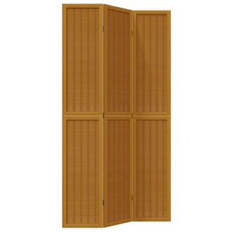 vidaXL Biombo Separador De 3 Paneles Madera Maciza Paulownia Marr&oacute;n Vidaxl