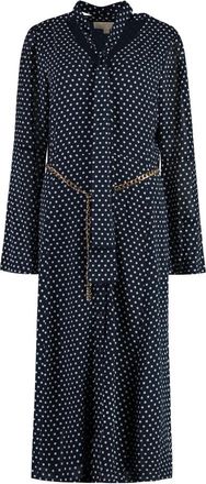 Michael Kors Midi-jurk met polkadotmotief en striknek - Dames - Shirt Kleedjes - Blauw - XS - Polyester - Kleedjes