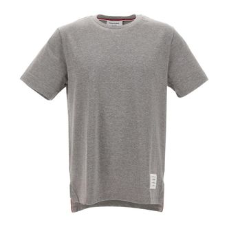 Thom Browne T-Shirts, male, Gray, Size: 2XL Jersey Relaxed Side Slit Tee